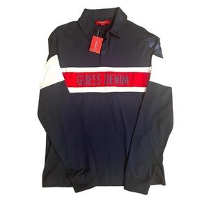 vintage graphic guess polo long sleeve shirt